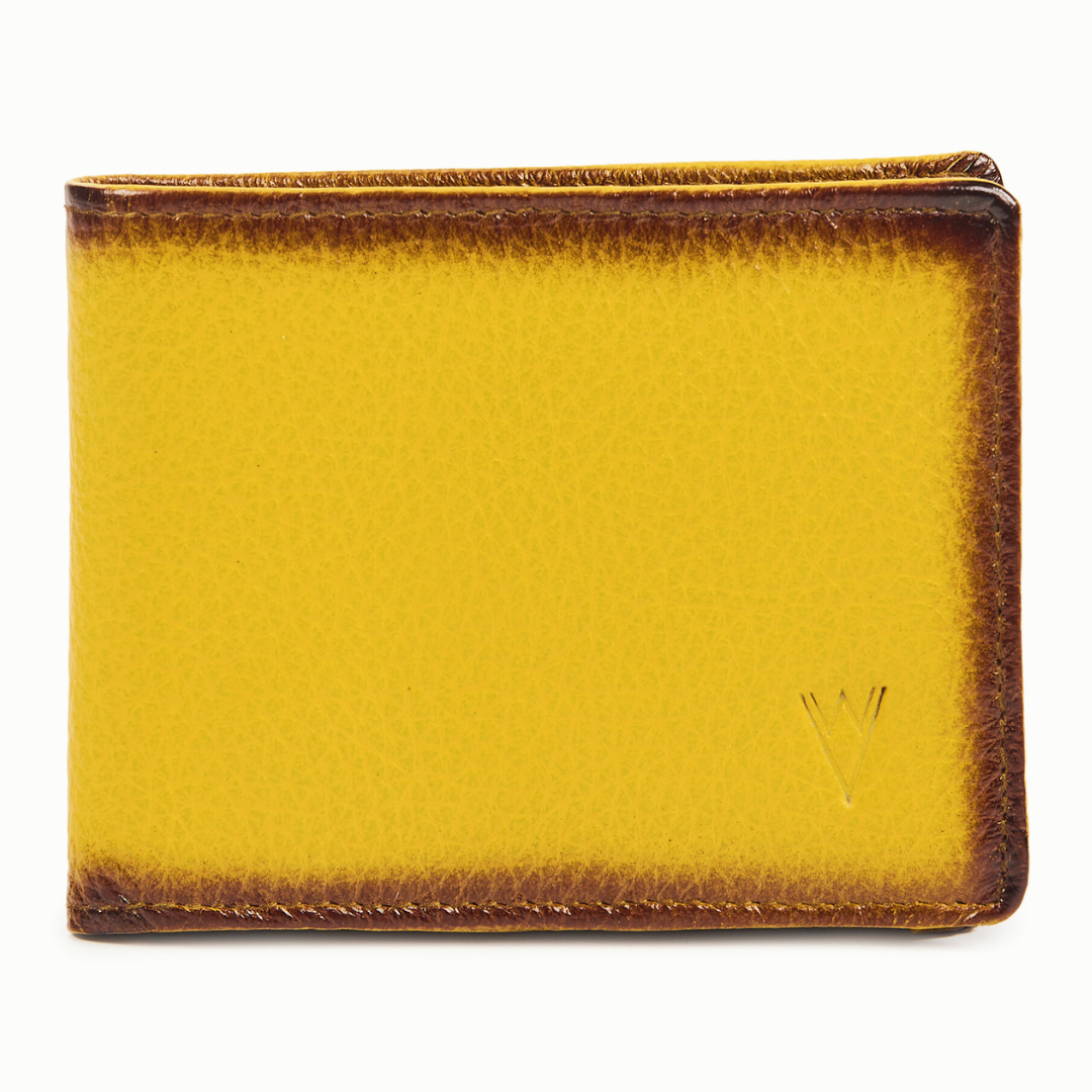 Radiant R Collection men's wallet - Burnished Yellow Leather Wallet for Men – Slim, Stylish & RFID Protected