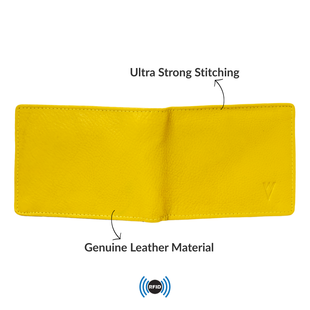 Radiant R Collection men's wallet - Yellow Leather Wallet for Men – Slim, Stylish & RFID Protected
