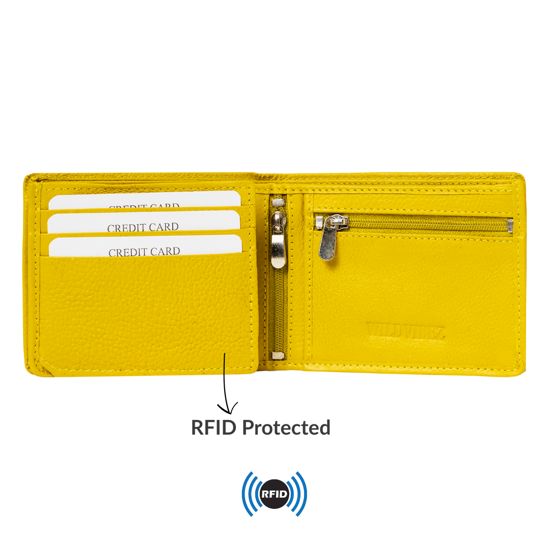 Radiant R Collection men's wallet - Yellow Leather Wallet for Men – Slim, Stylish & RFID Protected