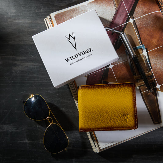 Radiant R Collection men's wallet - Burnished Yellow Leather Wallet for Men – Slim, Stylish & RFID Protected