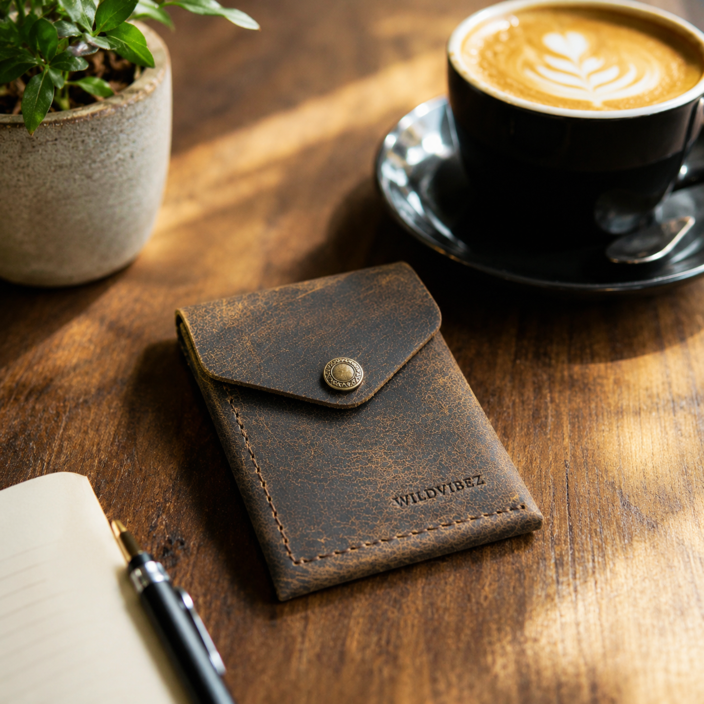 WILDVIBEZ Snap Go Flip Genuine Leather Vertical Slim Wallet for Men and Women | Pull-String Quick Card Access | Compact Front Cash Pocket & Button Lock | Minimalist Travel & Daily Carry Wallet (Brown)