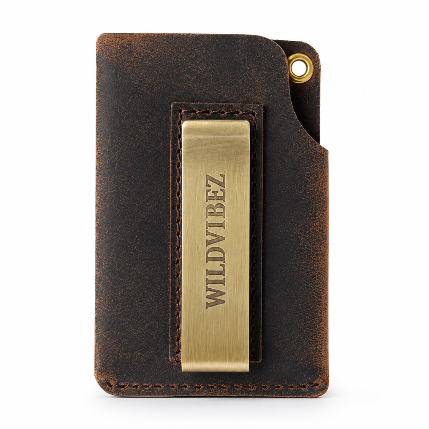 WILDVIBEZ Snap Go Minimalist Vertical Leather Wallet (Brown)