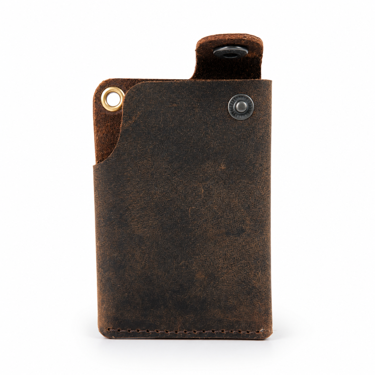 WILDVIBEZ Snap Go Minimalist Vertical Leather Wallet (Brown)