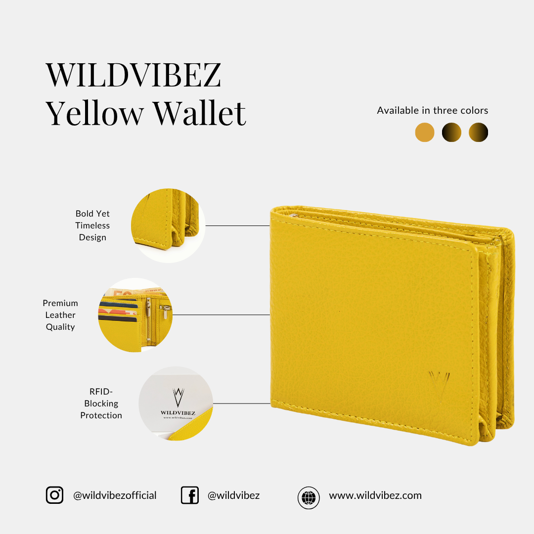 Radiant R Collection men's wallet - Yellow Leather Wallet for Men – Slim, Stylish & RFID Protected