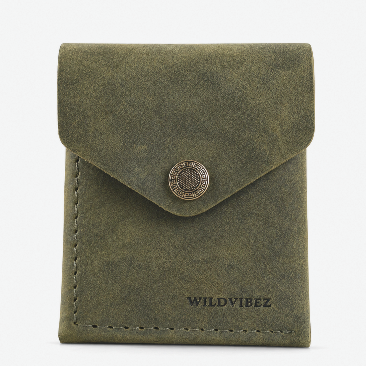 WILDVIBEZ Snap Go Genuine Leather Vertical Slim Wallet for Men | Pull-String Quick Card Access | Compact Front Cash Pocket & Button Lock | Minimalist Travel & Daily Carry Wallet (Green)