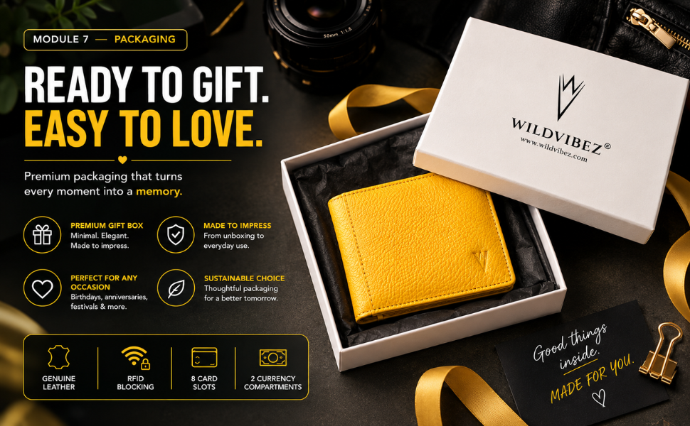 Wildvibez Yellow Leather Wallet for Men