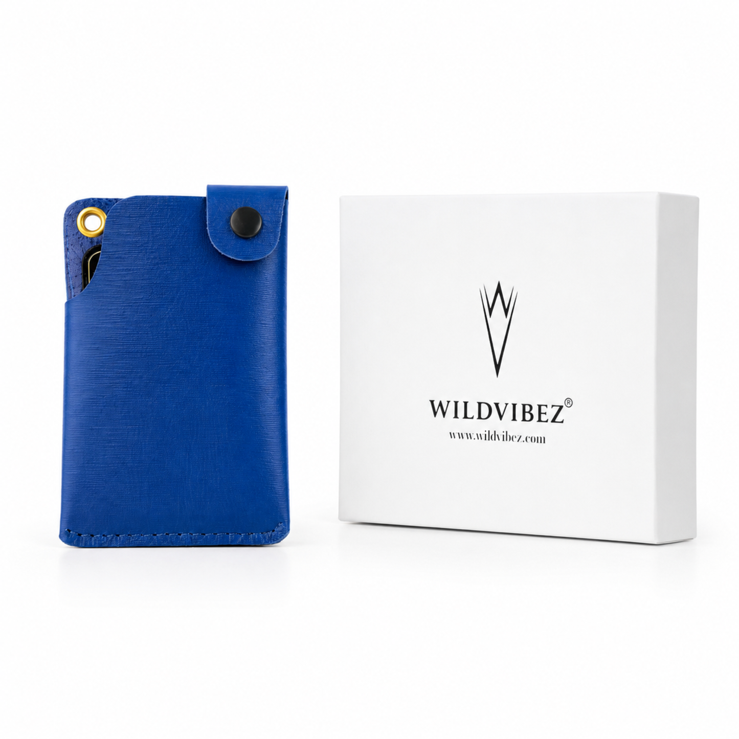WILDVIBEZ Snap Go Minimalist Vertical Leather Wallet (Blue )