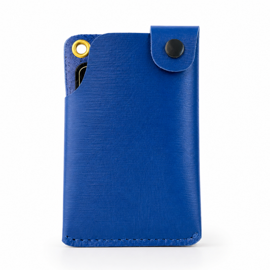 WILDVIBEZ Snap Go Minimalist Vertical Leather Wallet (Blue )