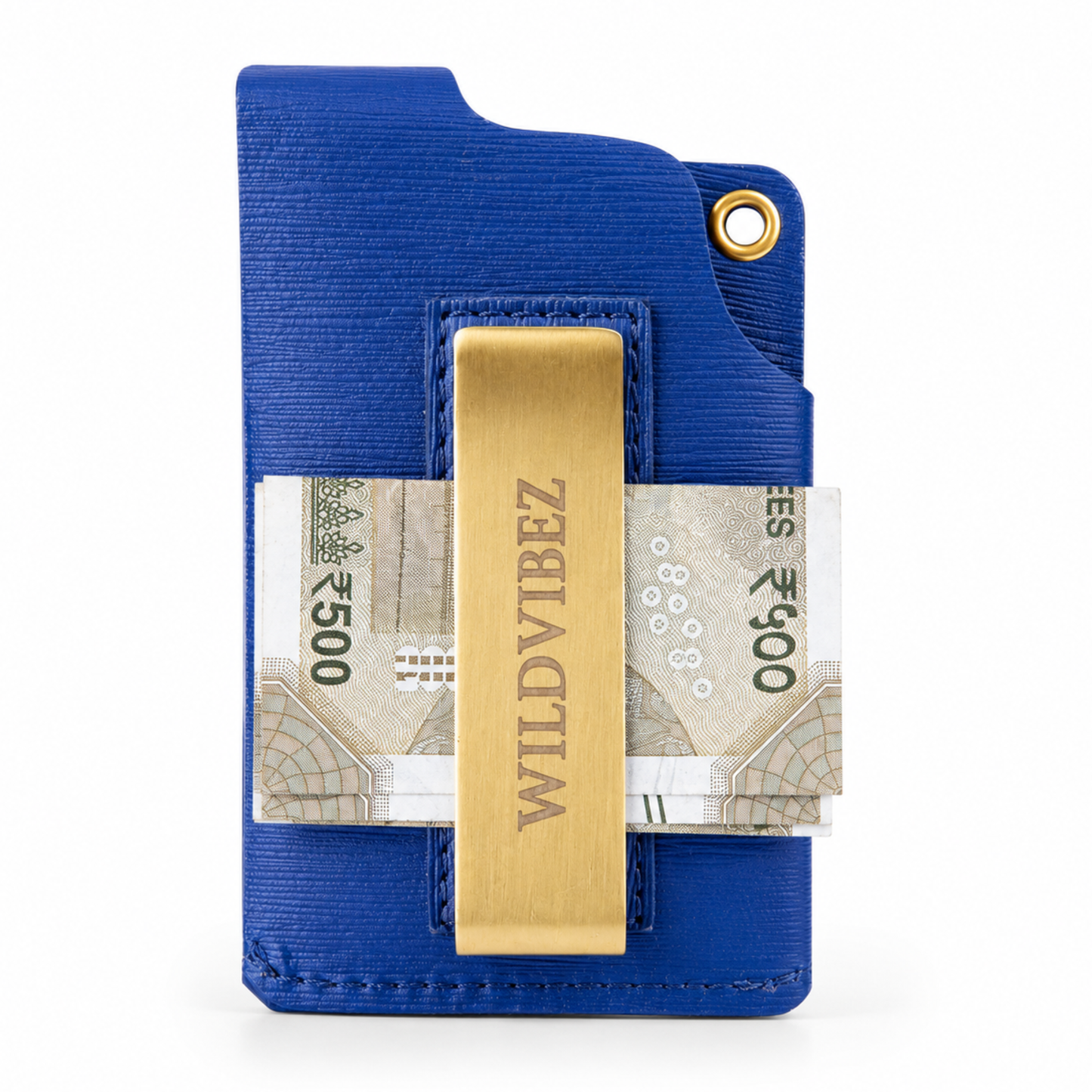 WILDVIBEZ Snap Go Minimalist Vertical Leather Wallet (Blue )