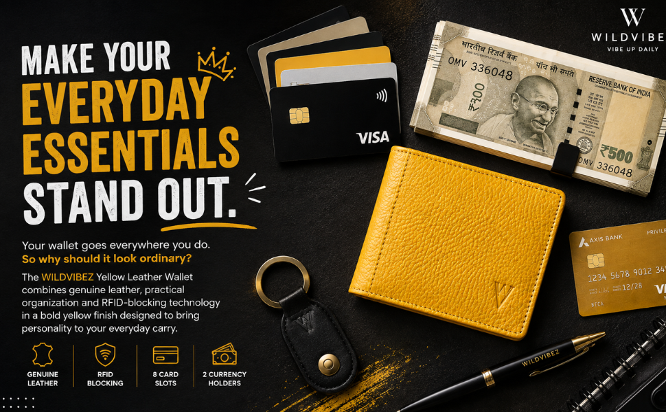 Wildvibez Yellow Leather Wallet for Men