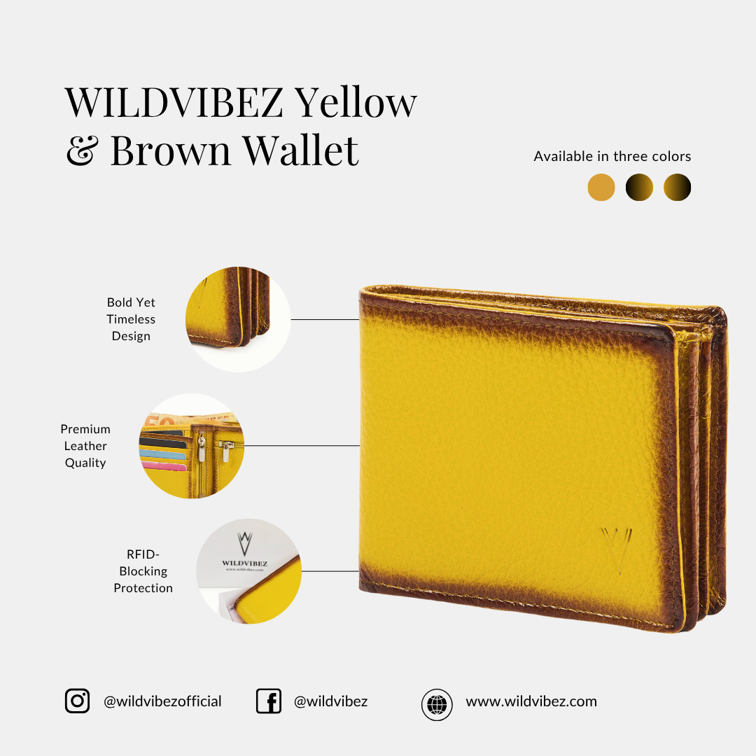 Radiant R Collection men's wallet - Burnished Yellow Leather Wallet for Men – Slim, Stylish & RFID Protected