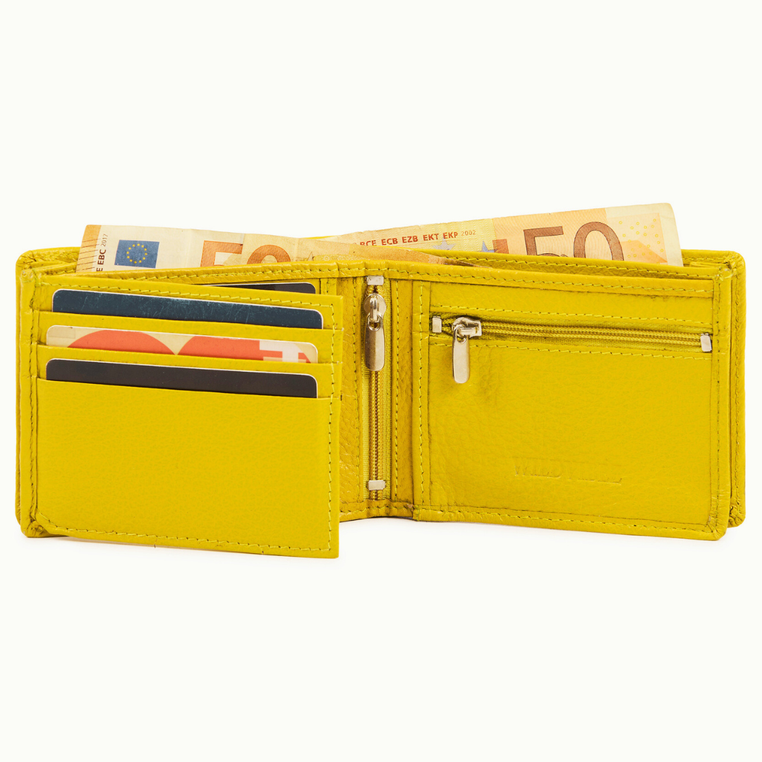 Radiant R Collection men's wallet - Yellow Leather Wallet for Men – Slim, Stylish & RFID Protected