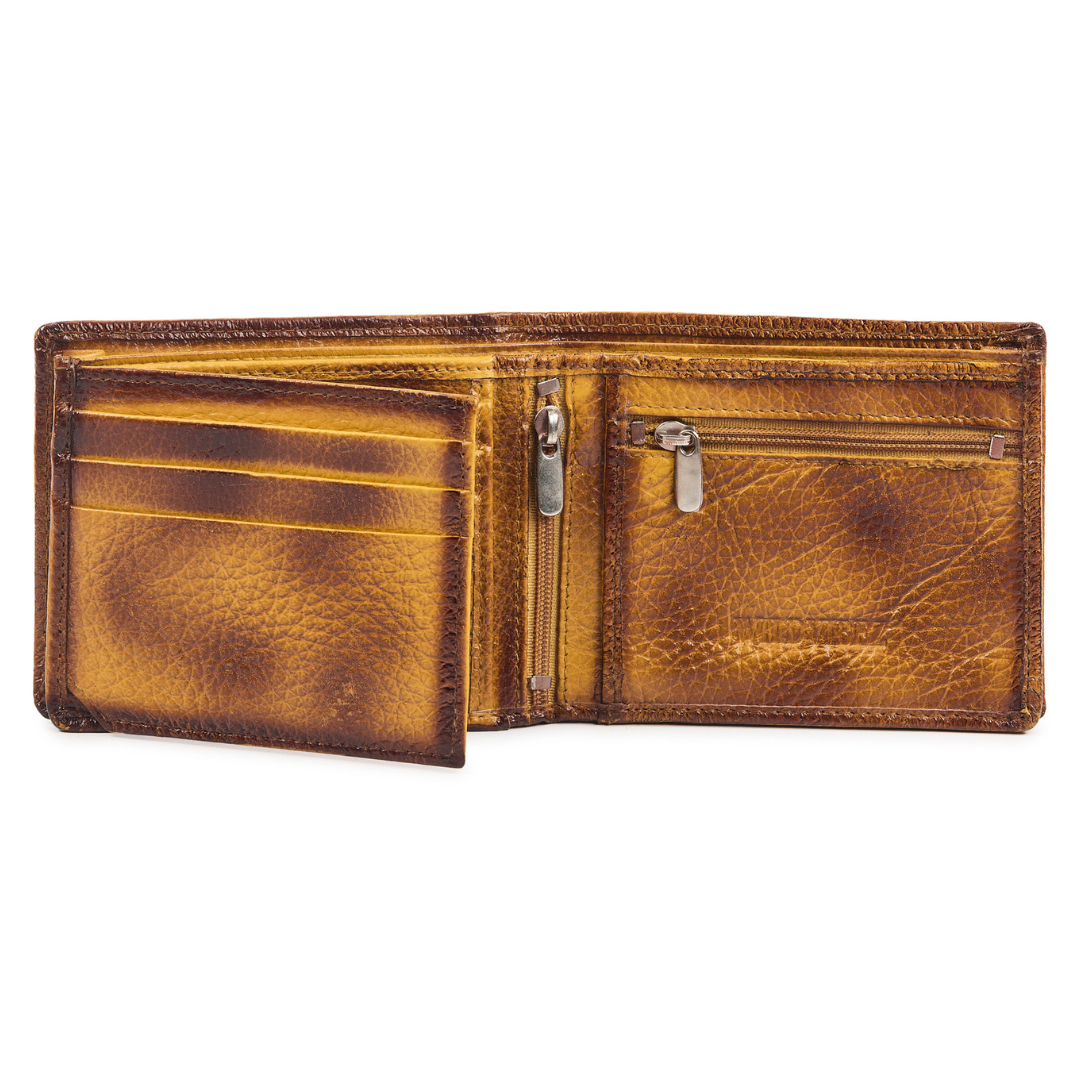Radiant R Collection men's wallet - Vintage Yellow Leather Wallet for Men – Slim, Stylish & RFID Protected