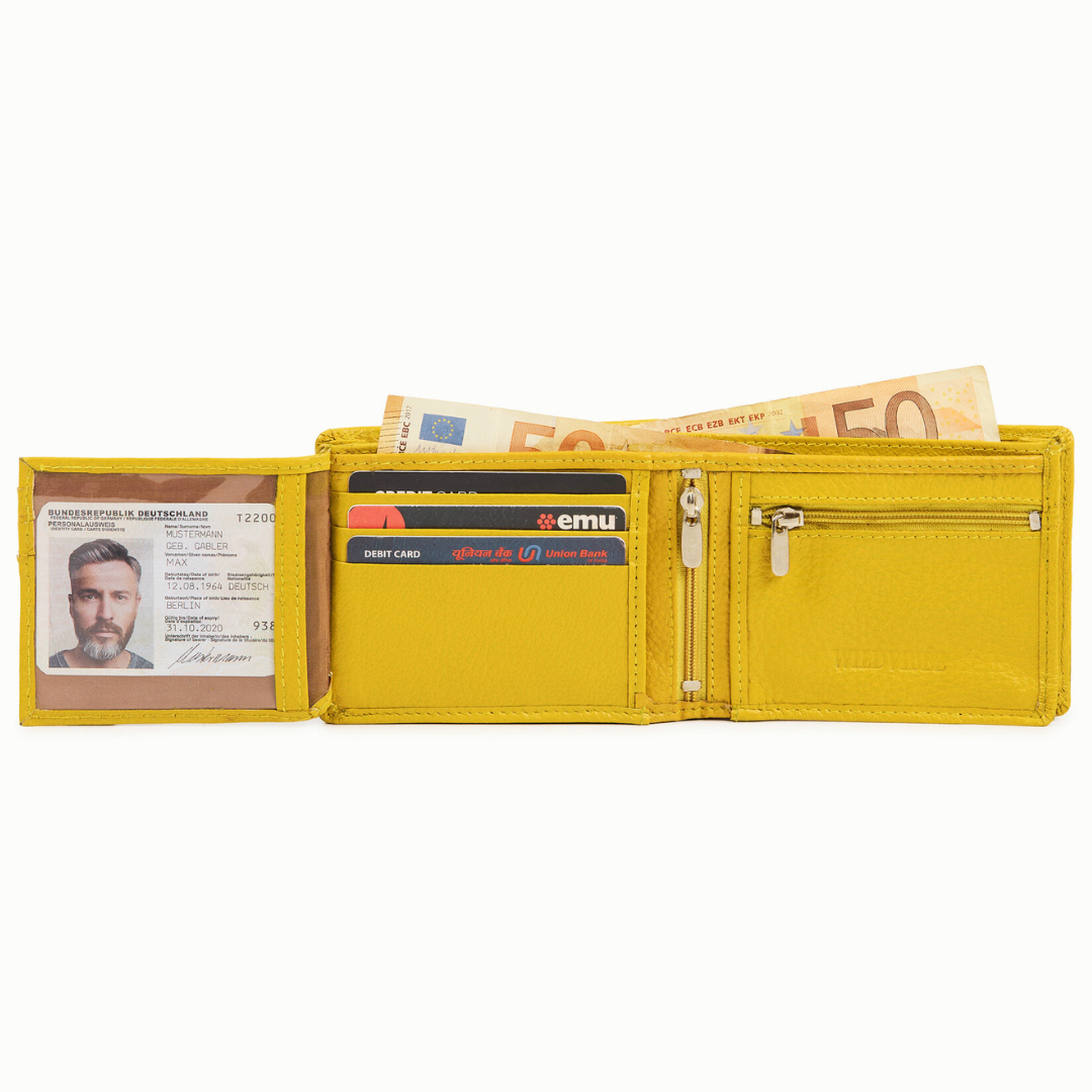Radiant R Collection men's wallet - Yellow Leather Wallet for Men – Slim, Stylish & RFID Protected