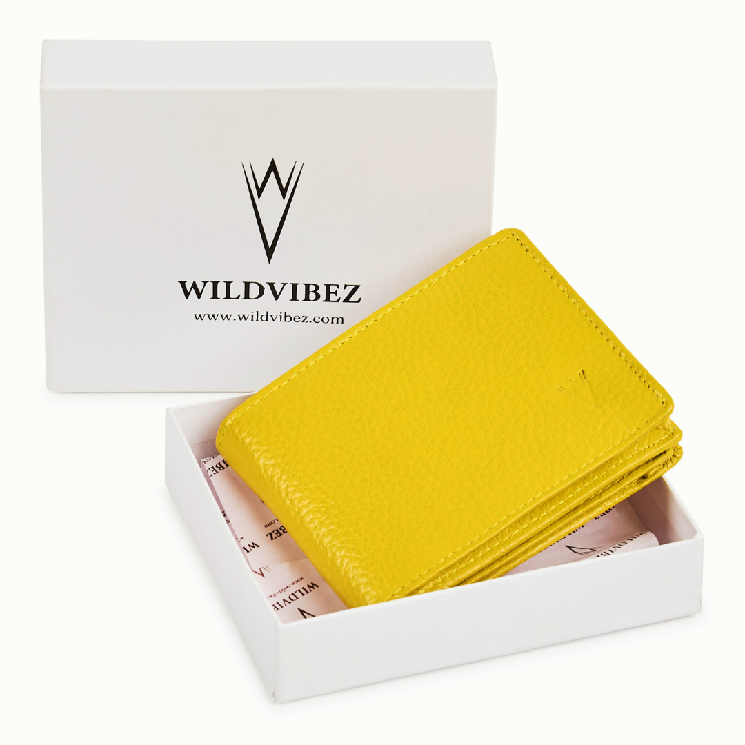 Radiant R Collection men's wallet - Yellow Leather Wallet for Men – Slim, Stylish & RFID Protected