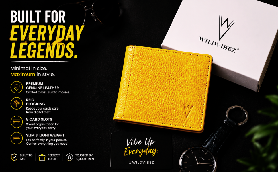 Wildvibez Yellow Leather Wallet for Men