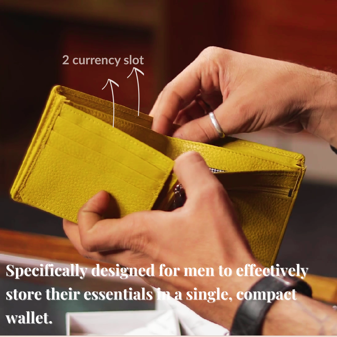 Radiant R Collection men's wallet - Yellow Leather Wallet for Men – Slim, Stylish & RFID Protected