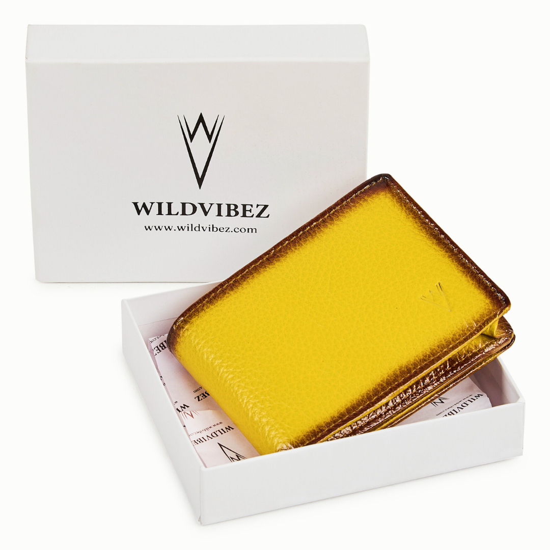 Radiant R Collection men's wallet - Burnished Yellow Leather Wallet for Men – Slim, Stylish & RFID Protected