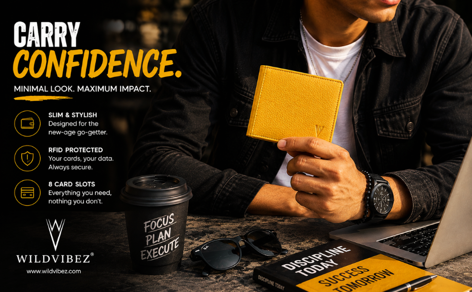 Wildvibez Yellow Leather Wallet for Men