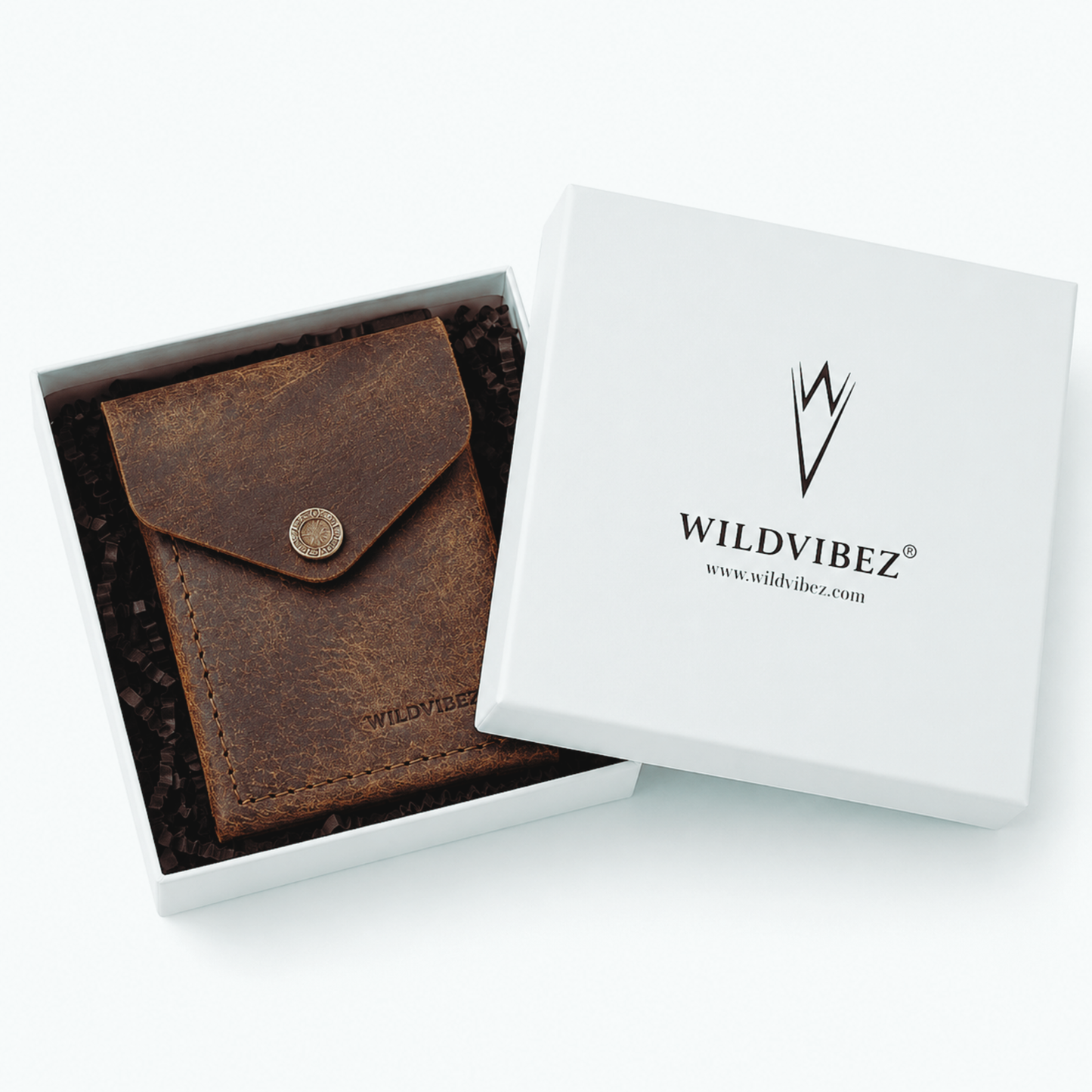 WILDVIBEZ Snap Go Flip Genuine Leather Vertical Slim Wallet for Men and Women | Pull-String Quick Card Access | Compact Front Cash Pocket & Button Lock | Minimalist Travel & Daily Carry Wallet (Brown)
