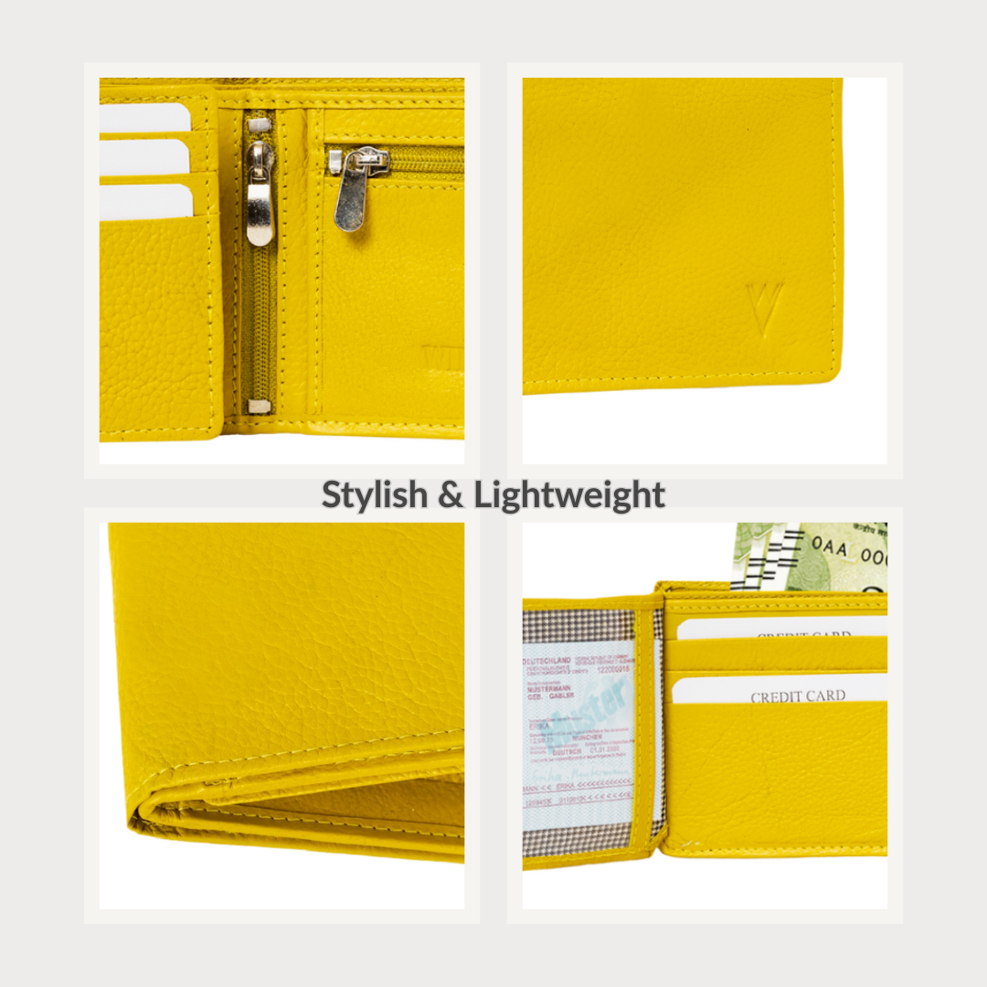 Radiant R Collection men's wallet - Yellow Leather Wallet for Men – Slim, Stylish & RFID Protected