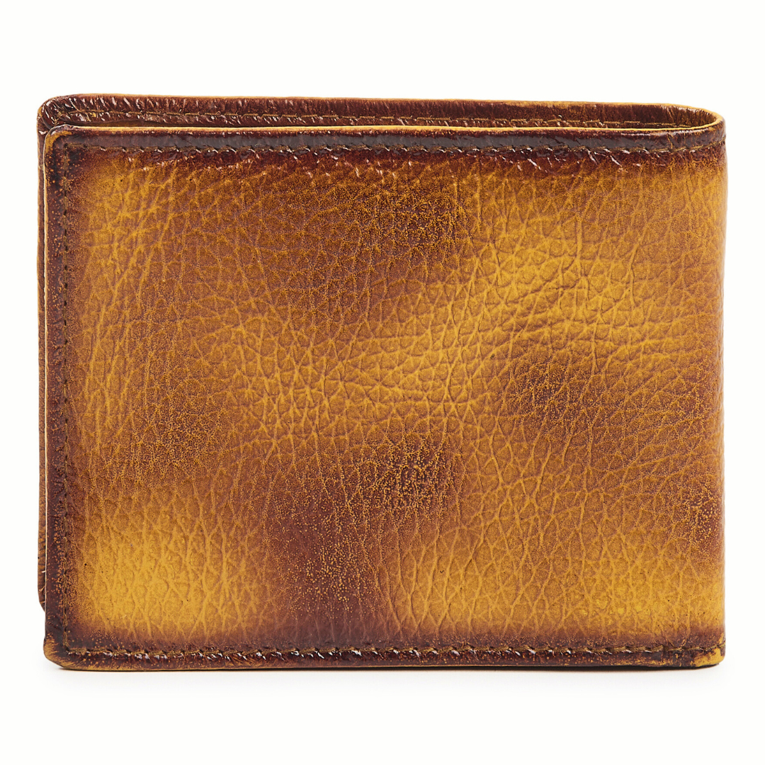 Radiant R Collection men's wallet - Vintage Yellow Leather Wallet for Men – Slim, Stylish & RFID Protected