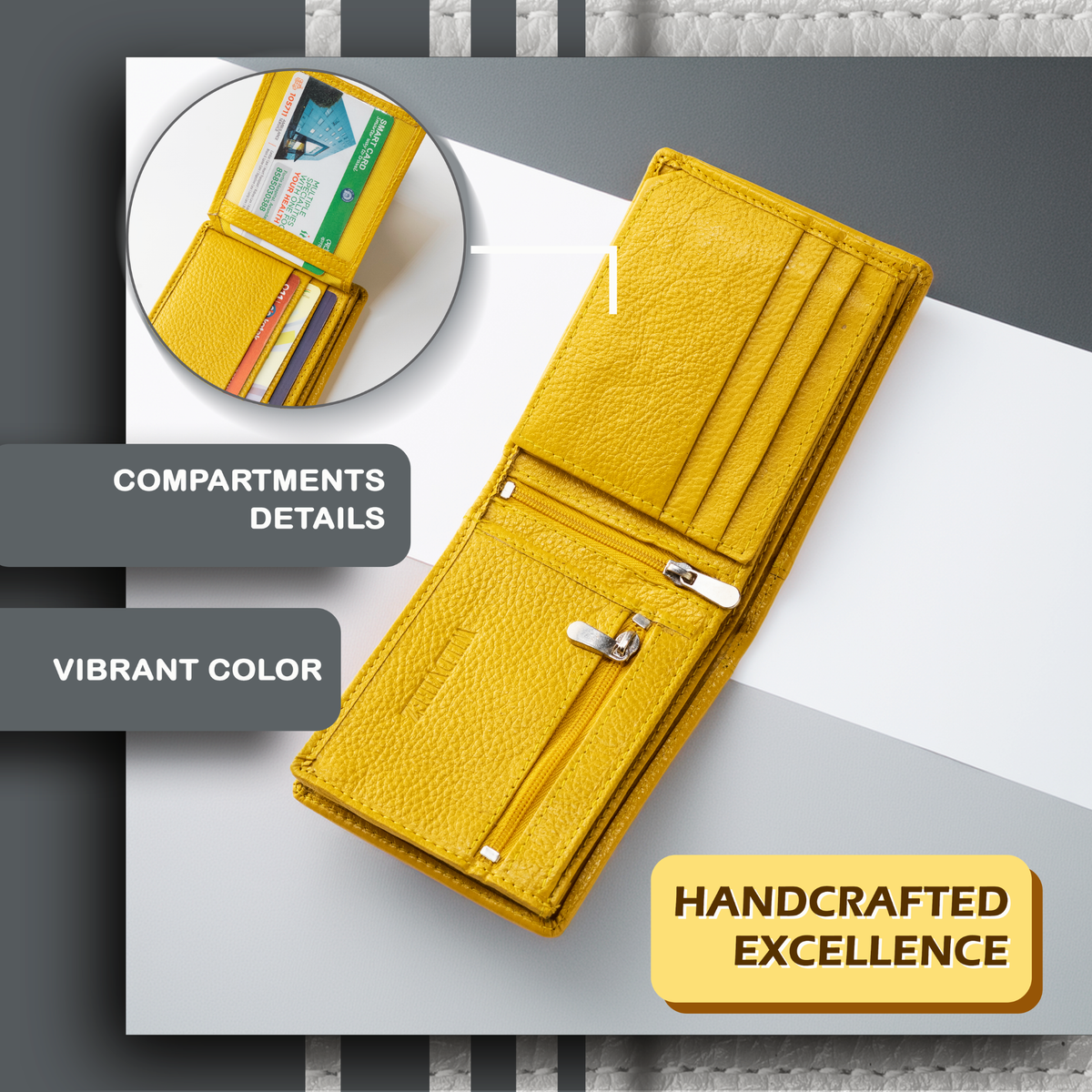 Wildvibez Yellow Leather Wallet for Men