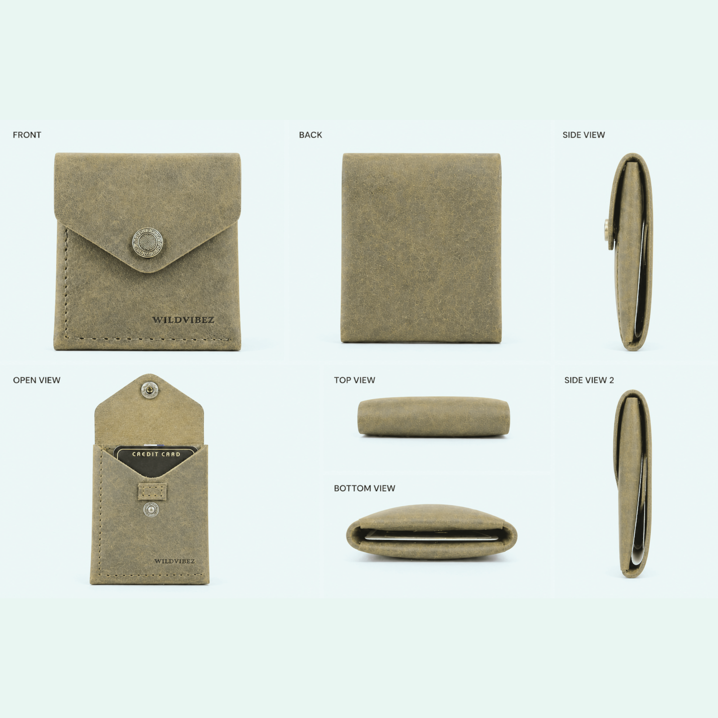 WILDVIBEZ Snap Go Genuine Leather Vertical Slim Wallet for Men | Pull-String Quick Card Access | Compact Front Cash Pocket & Button Lock | Minimalist Travel & Daily Carry Wallet (Green)